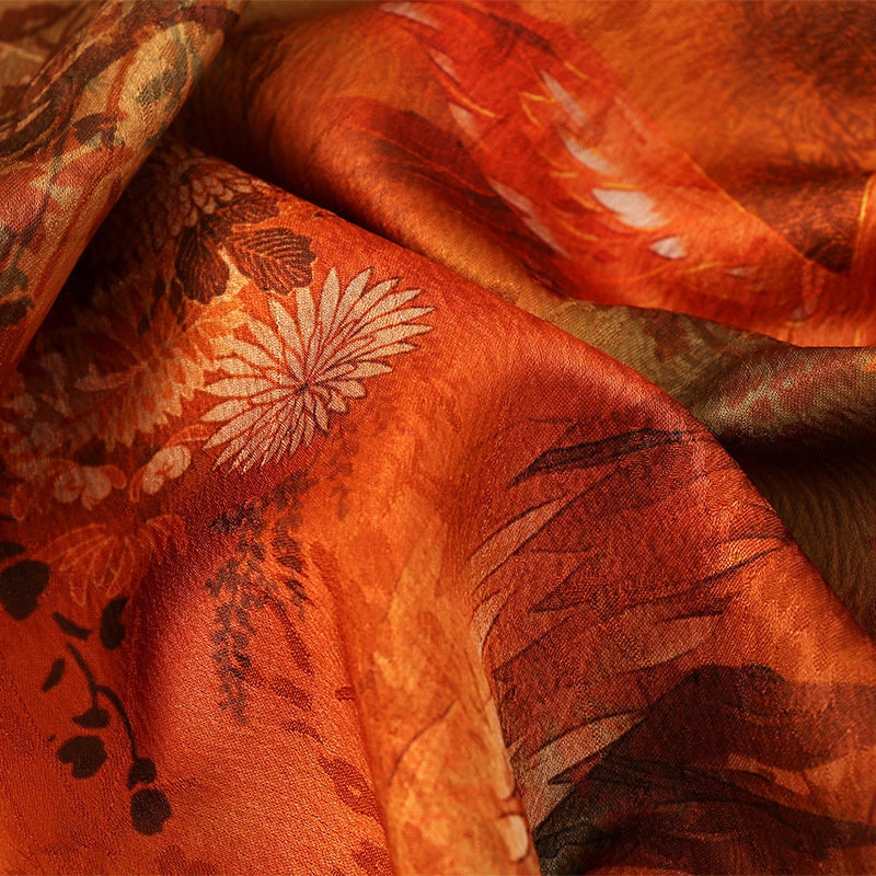 Red Cloud Yarn Floral Print Fabric: Silken Flow, 59" Wide