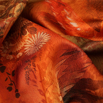 Red Cloud Yarn Floral Print Fabric: Silken Flow, 59" Wide