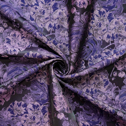 Tissu jacquard à motifs floraux violets : tissu teint en fil de 152 cm de large pour la couture et l’ameublement