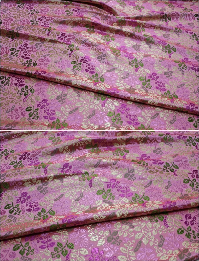 Leaf Brocade Fabric: Silk Rayon Jacquard for Cheongsam & Kimono