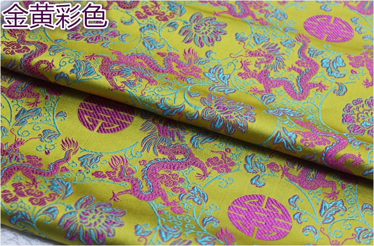 Tissu brocart dragon : Tissu pour cheongsam qipao multicolore