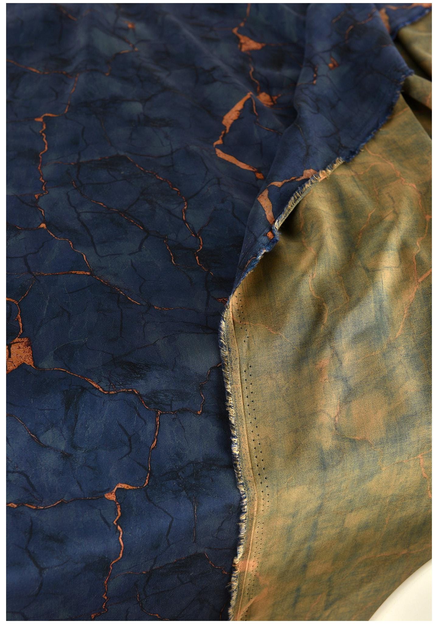 Deep Blue Shattered Clouds Cotton Sateen Fabric: 55" Wide, Drapery, Upholstery