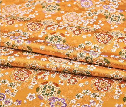 Cherry Blossom Silk Brocade Fabric: Japanese Kimono Sewing Material