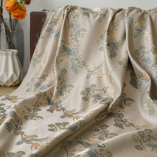 Crane Jacquard Fabric: Chinese Style Upholstery, Costume, & Sewing - 55"W