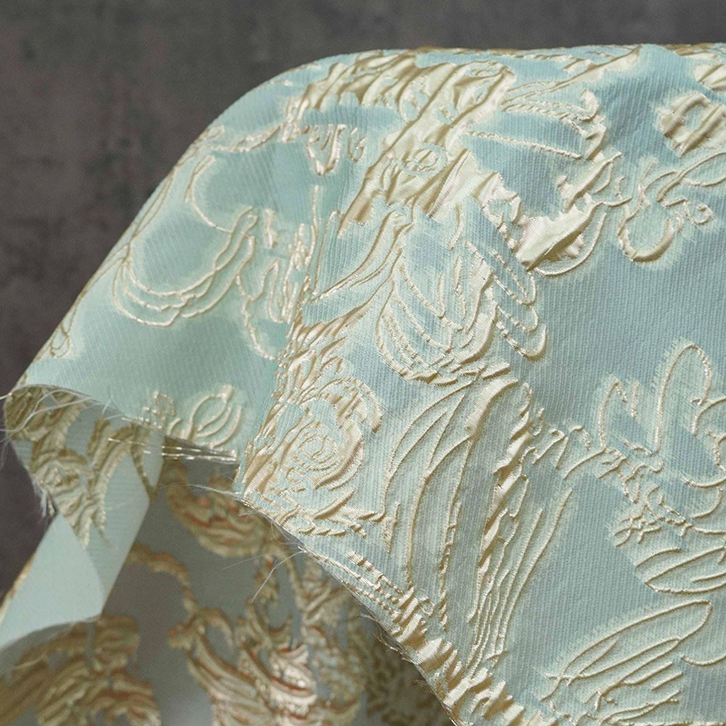 Gold Thread Jacquard Fabric: 3D Designer Material, 55" Wide - Upholstery, Quilting