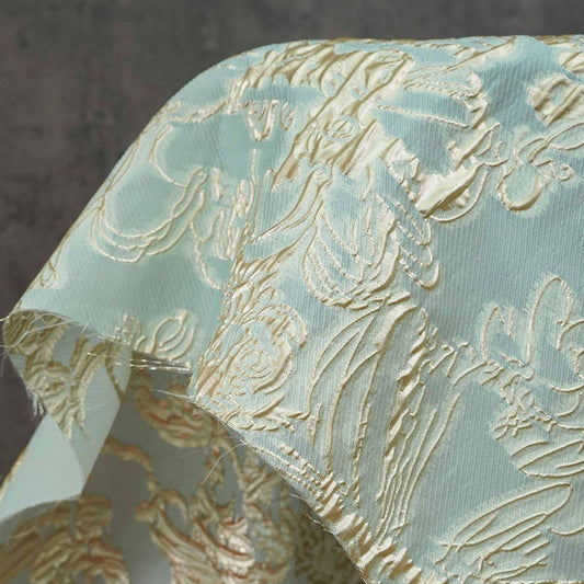 Gold Thread Jacquard Fabric: 3D Designer Material, 55" Wide - Upholstery, Quilting
