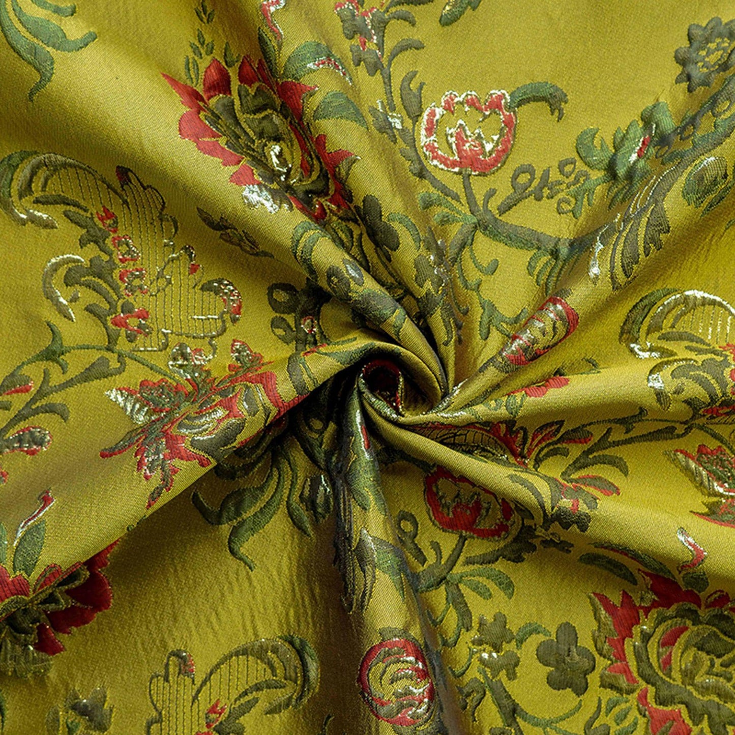 Baroque Floral Jacquard Brocade Fabric: European Palace Style, 57"