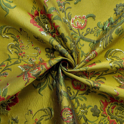 Baroque Floral Jacquard Brocade Fabric: European Palace Style, 57"
