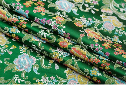 Floral Silk Brocade Fabric: 29.5" Wide, Sewing & Upholstery By The Meter