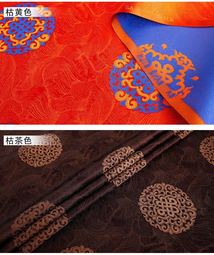 Auspicious Chinese Lucky Knot Brocade Fabric: Silk Satin Robe & Hanfu Material