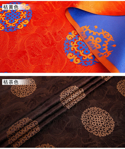 Auspicious Chinese Lucky Knot Brocade Fabric: Silk Satin Robe & Hanfu Material