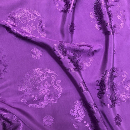 Dragon & Phoenix Jacquard Satin Damask Fabric - 59" Wide