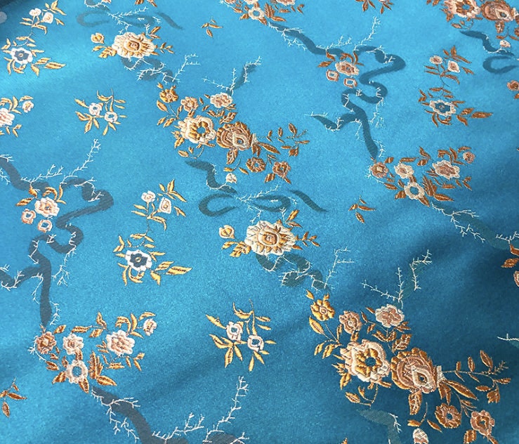Peony Flower Brocade Fabric: 45" Wide Rayon Chinese Fabric