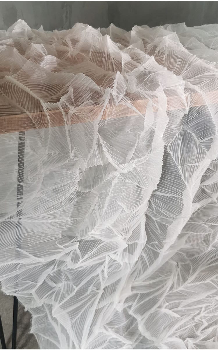 Crinkled Smoky Textured Fabric: 57"W Polyester Wedding Gown Material