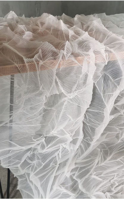 Crinkled Smoky Textured Fabric: 57"W Polyester Wedding Gown Material