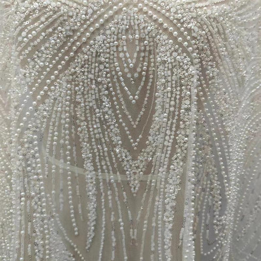 Tissu en dentelle à sequins et perles : voile de mariée, accessoire de robe