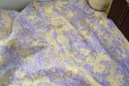 Gold Thread Jacquard Fabric: 3D Oil Painting Texture, 55" Wide