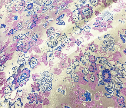 Iris Flower Silk Brocade Fabric - 35" Wide Wedding Fabric