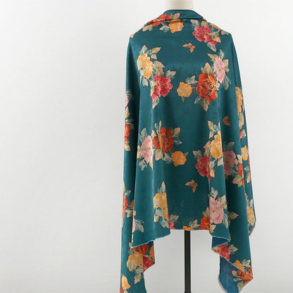 Floral Jacquard Rayon Fabric: 59"W Tea Silk, Costume & Decor