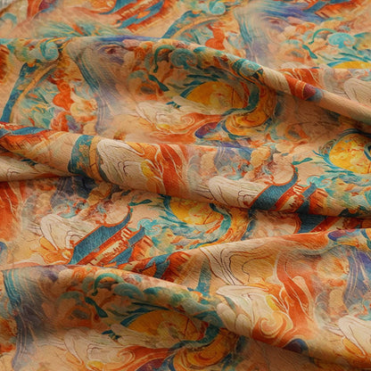 Dunhuang Tea Silk Fabric: Rich Texture Satin, 55"W