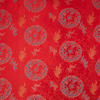 Tissu brocart Red Dragon Phoenix : mélange de rayonne de 150 cm de large