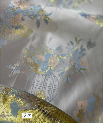 Nishijin Japanese Brocade Fabric: Butterfly Fans, 57" Wide, Rayon Upholstery Fabric