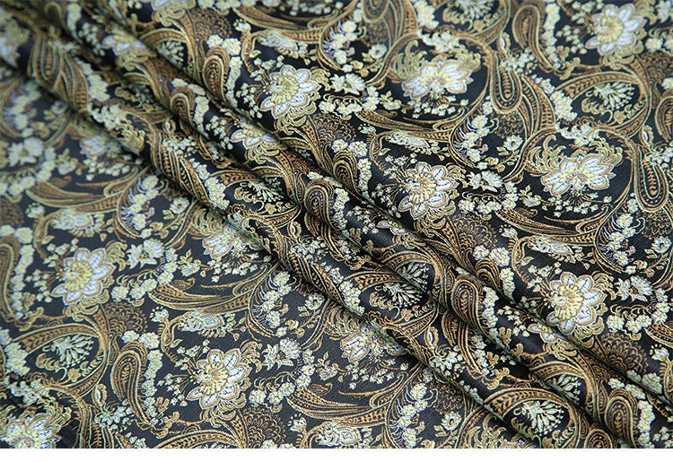 Lotus Flower Silk Brocade Fabric: Colorful Cheongsam Qipao Material, 35"W
