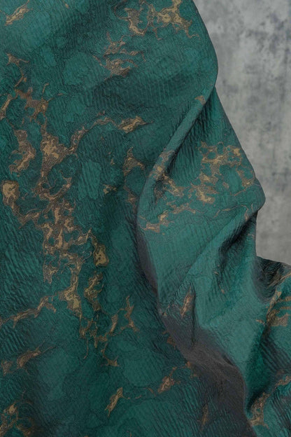 Vintage Moss Green Jacquard Brocade Fabric: Textured Sewing Material (60" Wide, By The Meter)