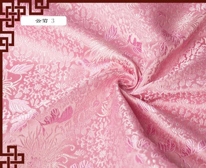 Chrysanthemum Silk Brocade Fabric: Colorful Cheongsam Qipao Sewing Material