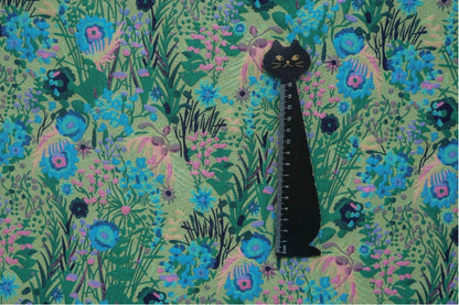 Floral Jacquard Woven Fabric: Reversible 3D Green Flower Pattern, 54"W