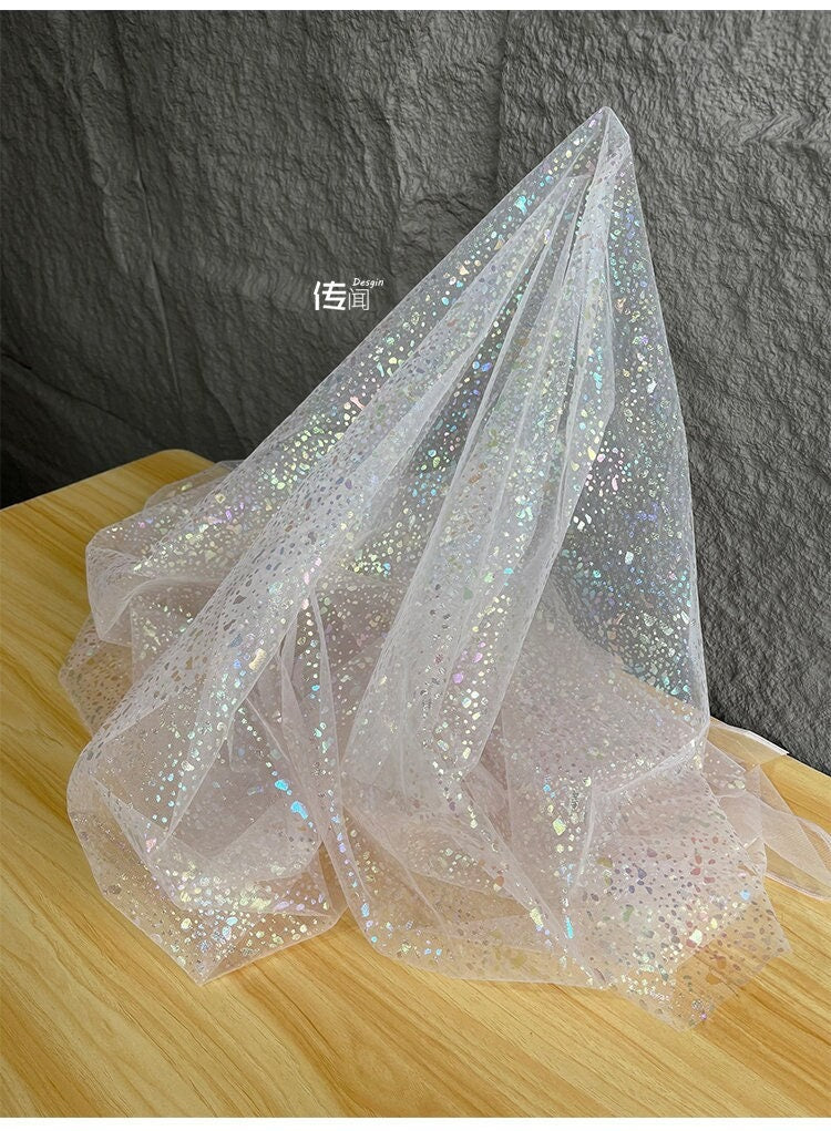 Light Pink Gradient Mesh Fabric, Designer Lace, Costume, Doll Making