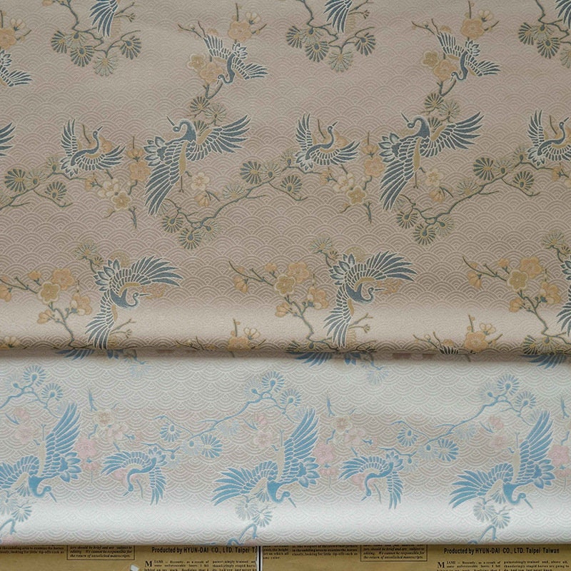 Crane Jacquard Fabric: Chinese Style Upholstery, Costume, & Sewing - 55"W