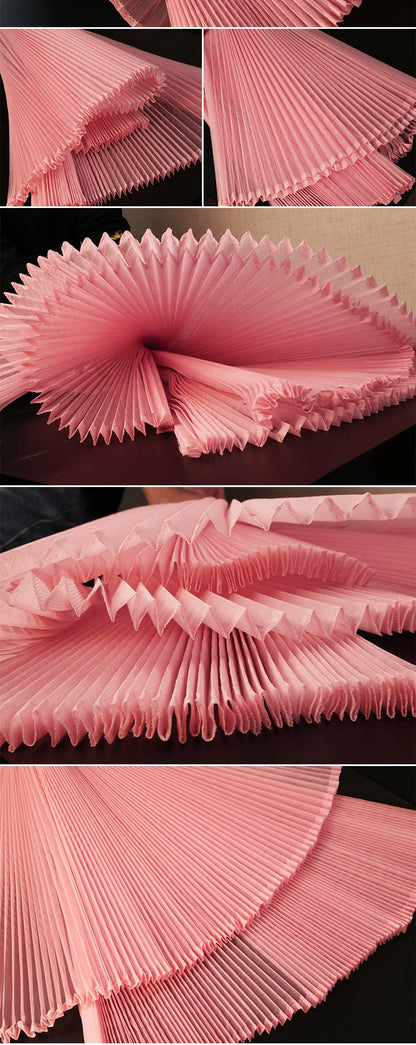 Pleated Hard Yarn Tulle Fabric: 63" Wide Designer Material