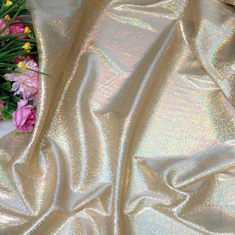 Glitter Mesh Fabric, 4-Way Stretch, Laser Knitted, 59" Wide
