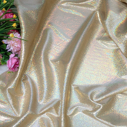 Glitter Mesh Fabric, 4-Way Stretch, Laser Knitted, 59" Wide