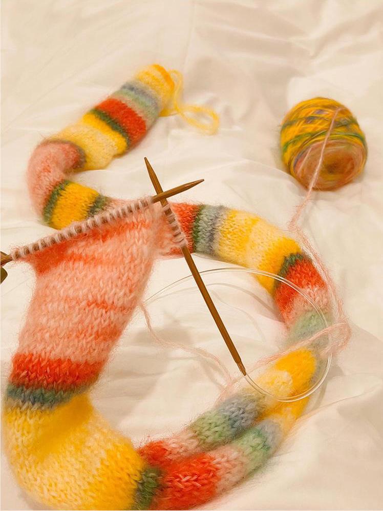 Rainbow Mohair Silk Yarn: Hand-Dyed Gradient Lace Knitting