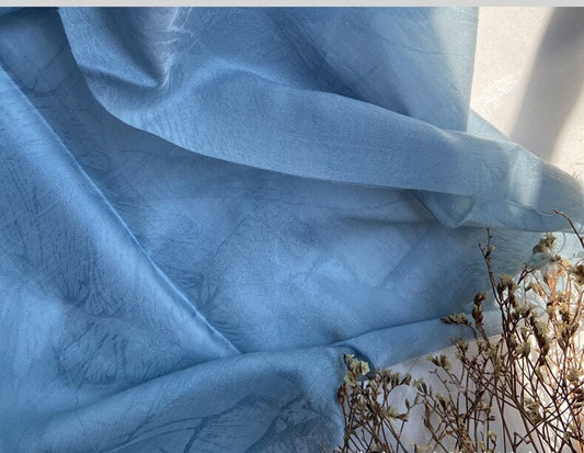 Aqua Blue Tencel Jacquard Chiffon Fabric: Anti-Wrinkle Dress Sewing (59"W)