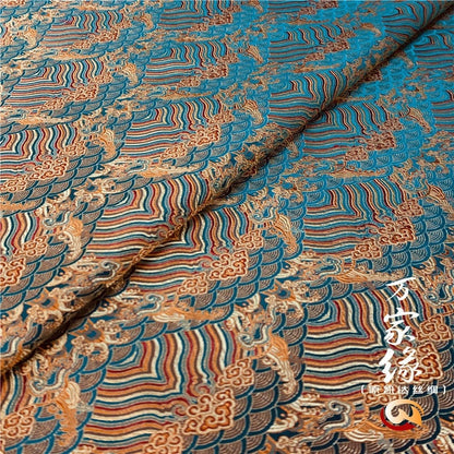 Wave Silk Brocade Fabric: Jacquard Damask, Upholstery & Costume (29.5"W)