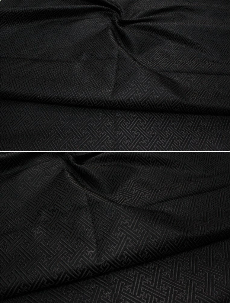 Chinese Brocade Fabric: Fret Pattern Silk Rayon Blend, 29.5" Wide