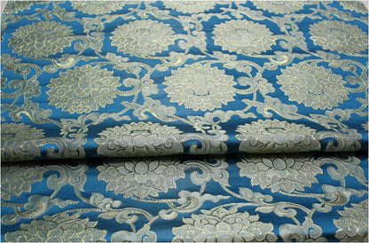 Tissu brocart de soie à motif de lotus : décoration chinoise rétro, matelassage, costume - 75 cm de large