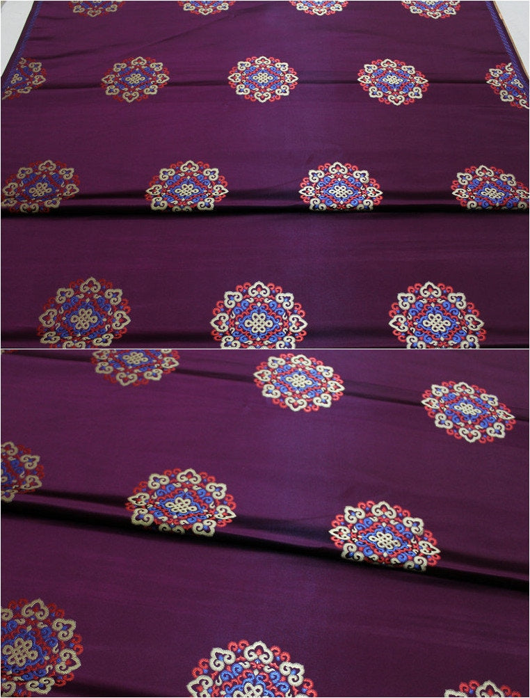 Chinese Brocade Fabric: Mongolian Gown Robe Decoration (29.5"W)
