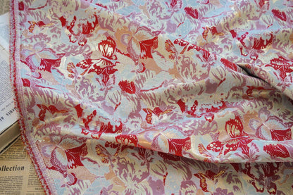 Gold Thread Butterfly Jacquard Fabric: 3D Oil Painting Texture, 59" Wide