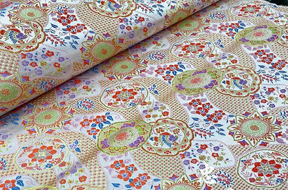 Japanese Floral Silk Brocade Fabric: Kimono, Costume, Decor
