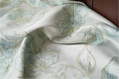 Gold Thread Floral Jacquard Fabric: 3D Oil Painting Texture, 57" Wide