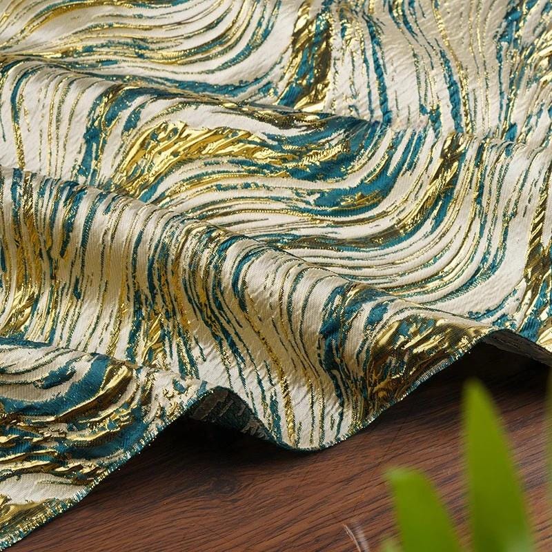 Gold Thread Jacquard Fabric: Universe Galaxy Design, 56" Wide
