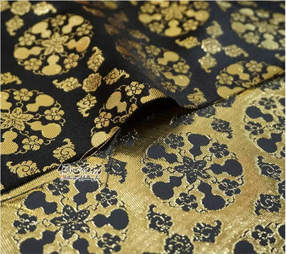 Nishijin Weaving Brocade Fabric: Auspicious Gourd Flower, Gold Thread (59"W)
