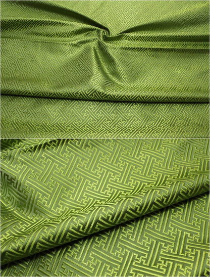 Chinese Brocade Fabric: Fret Pattern Silk Rayon Blend, 29.5" Wide