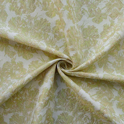 Embossed Yellow Floral Fabric ��� Abstract Woven Polyest" Wide