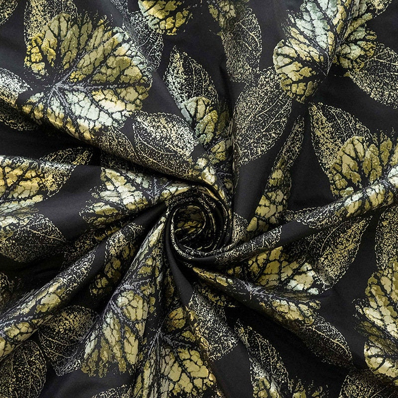 Gold Thread Jacquard Fabric: Blue Floral 3D Texture, 57" Wide By Meter