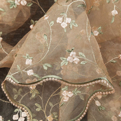 Embroidered Lace Fabric: 50"W Floral Bridal Wedding Polyester Lace By The Meter